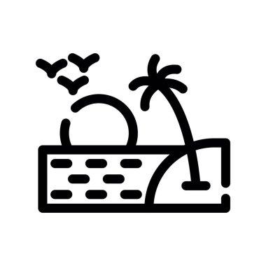 yaz ve seyahat çizgisi ikon vektör çizimi