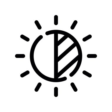 Güneş ikonunun çizim vektörü. Hava, güneş, güneş vs. için uygun.