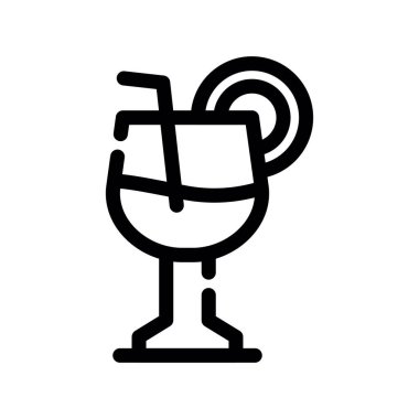 Beyaz arkaplanda izole edilmiş kokteyl ikonu vektörü, şeffaf işaret, çizgi sembolü