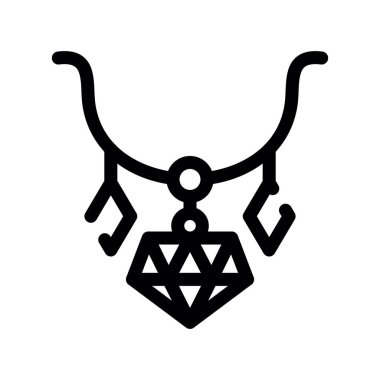 Kolye simgesi. Web tasarımı, logosu, uygulaması ve ui için beyaz arkaplanda izole edilmiş mücevher simgesi vektör çizimi