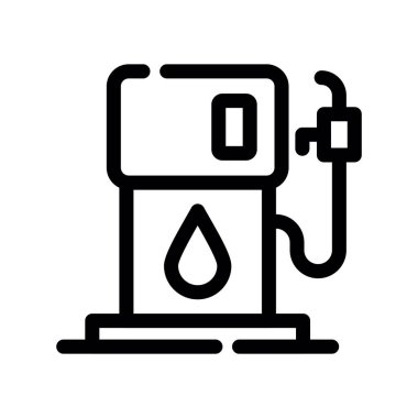 Yakıt pompası ikonu, ince çizgi tasarımı, doğrusal vektör ikonu ve web tasarımı, özet kavramı. Beyaz arkaplanda çizgili ve dokunmalı sembol