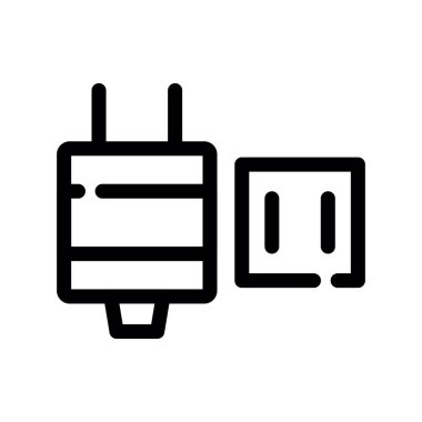 Elektrik prizi simgesi. Beyaz arkaplanda izole edilmiş web ağı için elektrik güç vektörü simgesi