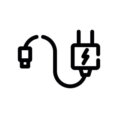 Kablolu yayın ikonu. Beyaz arkaplanda izole edilmiş ağ için elektrik kablo vektör simgesi