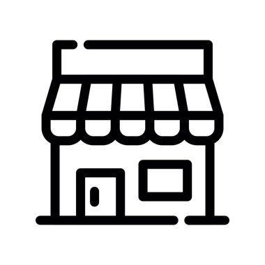 Şeffaf bir arka planda mağaza vektör illüstrasyonu. Birinci kalite semboller. Konsept ve grafik tasarım için ince çizgi simgesi.