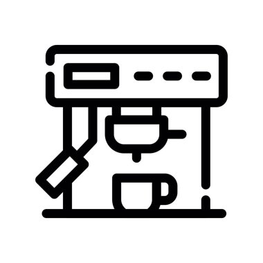 Kahve makinesi ikon vektörü. Taslak kahve makinesi tabelası. izole edilmiş sınır sembolü çizimi