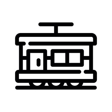 Şeffaf bir arkaplanda tren vektör çizimi. Birinci kalite semboller. Konsept ve grafik tasarım için ince çizgi simgesi.
