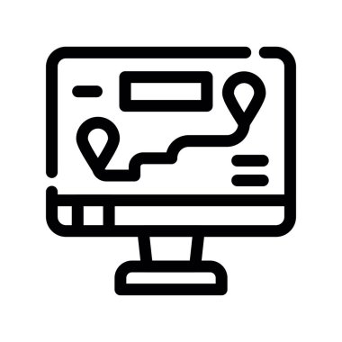 Bilgisayar monitörü simgesi. Beyaz arkaplanda izole edilmiş web tasarımı için ana bilgisayar izleme vektör simgesi