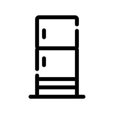 Buzdolabı simgesi vektörü beyaz arkaplanda izole, buzdolabı şeffaf işareti, doğrusal sembol, ana hatlarda doğrusal element tasarımı