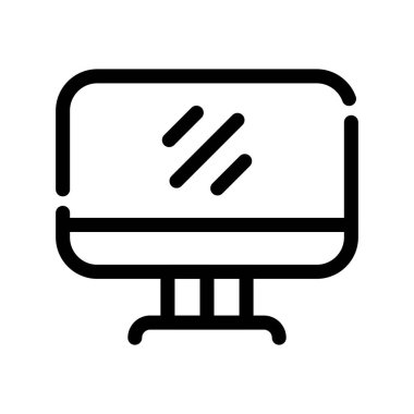 Bilgisayar simgesi, ince çizgi tasarımı, izole vektör arkaplanı. Web illüstrasyonu, basit