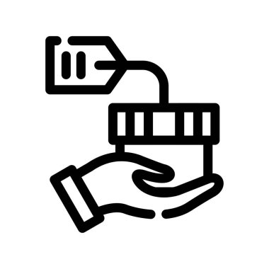 El ele tutuşan kağıt ikonu ana hatları vektörü. el