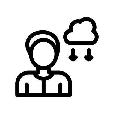 Cloud computing ince çizgi vektör simgesi