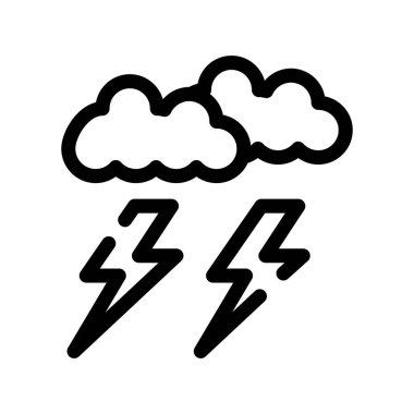 bulut şimşek vektörü ince çizgi simgesi