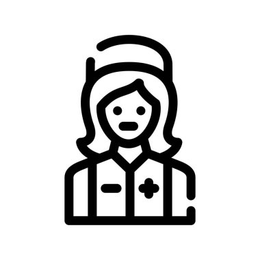 Hemşire vektörü ince çizgi simgesi