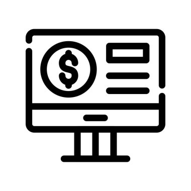 çevrimiçi bankacılık ince çizgi vektör simgesi