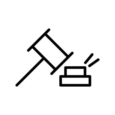 Çekiç Simgesi Vektörü. İzole edilmiş kontür sembolü gösterimi