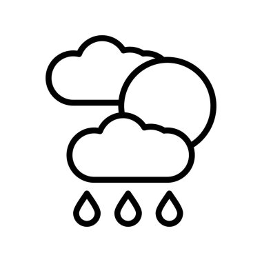 Yağmurlu vektör ince çizgi simgeleri