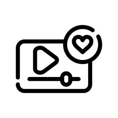 çalma düğmesi simgesi olan kalp, vektör illüstrasyonu