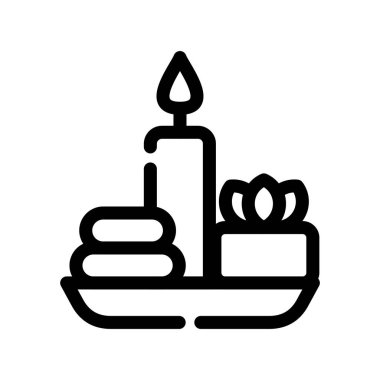 Mum çizgisi ikon vektörlü pasta. Doğum günü mumu işareti. izole edilmiş sınır sembolü çizimi