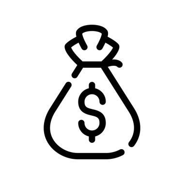 Dolar torba vektör ince çizgi simgesi