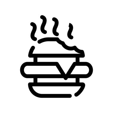 Sıcak kahve ve duman çizgisi ikon vektör illüstrasyonu