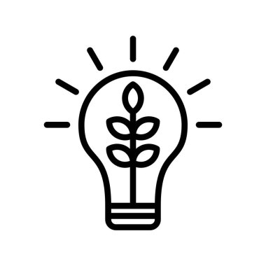 Ampul simgesi vektörü. İnce çizgi işareti. izole edilmiş sınır sembolü çizimi