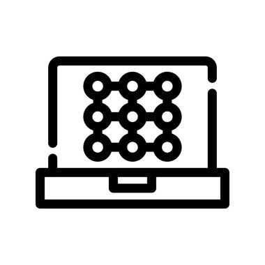 dizüstü bilgisayar vektörü ince çizgi simgesi