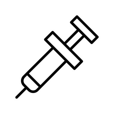 Şırınga ikonu vektörü. İnce çizgi işareti. İzole edilmiş kontür sembolü gösterimi