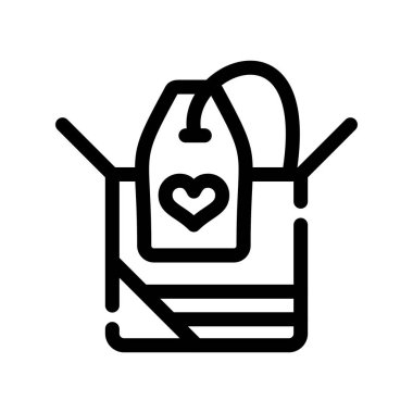hediye kutusu çizgisi ikon vektör illüstrasyonlu kalp