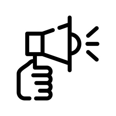 Megafon ikon vektörlü el işaretçisi. El megafonu işareti. izole edilmiş sınır sembolü çizimi