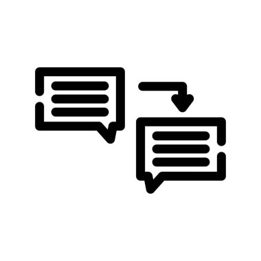 Konuşma baloncukları ve çizgi simgesi, beyaz arkaplanda ana vektör işareti, doğrusal izole edilmiş