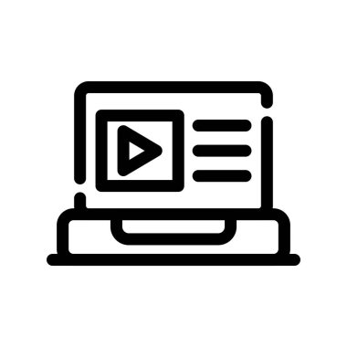 dizüstü bilgisayar vektörü ince çizgi simgesi