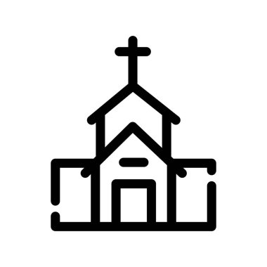 Kilise simge vektör web ve mobil uygulaması tasarımı, kilise logo kavramı için izole üzerinde beyaz arka plan