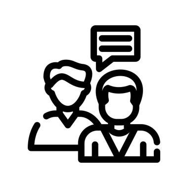 Müşteri hizmeti simgesi, kavram işareti, ana hatlı vektör çizimi, doğrusal sembol.