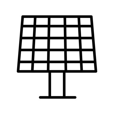 Güneş enerjisi ikon vektörü. İnce çizgi işareti. izole edilmiş sınır sembolü çizimi