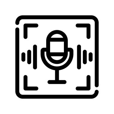 Mikrofon simgesi. Anahat mikrofon vektör simgesi beyaz arka plan üzerinde izole web tasarımı için