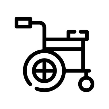 Tekerlekli sandalye ikonu. Taslak vektör işareti. izole edilmiş sınır sembolü çizimi