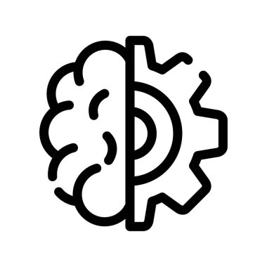 Beyin vektörü ince çizgi simgesi