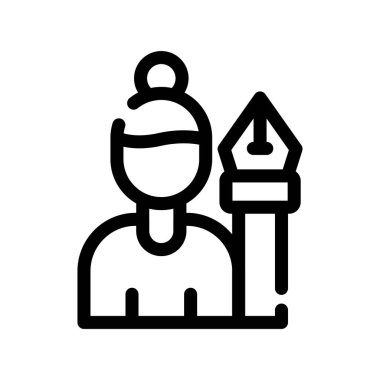 Müslüman çocuk ikon ana hatları vektörü. Müslüman kültürü. Müslüman kişi.