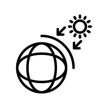 Güneş ve dünya ikonu. Güneş vektör simgesini özetle. düzenlenebilir vuruş