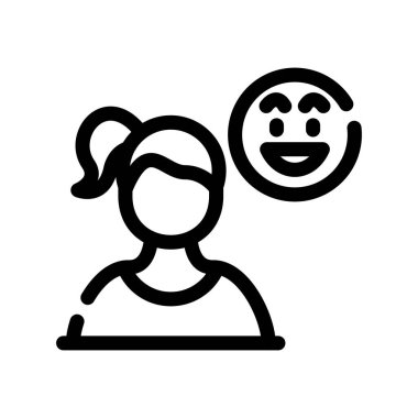 kadın kullanıcı simgesi vektörü. İnce çizgi işareti izole edilmiş sınır sembolü çizimi