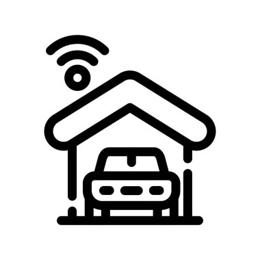 Otomobil park çizgisi simgesi, kavram işareti, taslak vektör çizimi, doğrusal sembol.