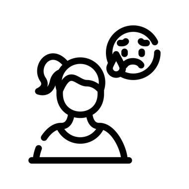 Kafası ve yüz simgesi olan bir kız, beyaz arkaplanda vektör işareti