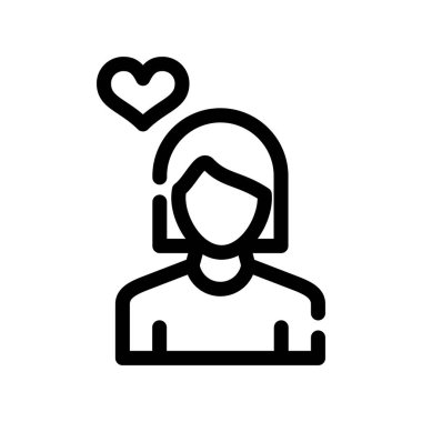 Kalp ikonu olan genç bir kadın, taslak tarzı.