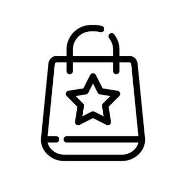alışveriş poşeti çizgisi vektör simgesi