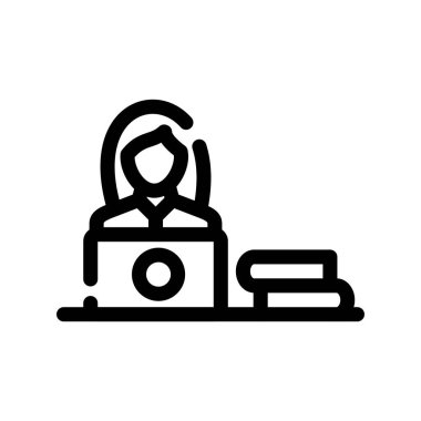 Kitap eğitimi ikonu vektörü. çizgi siyah sembol çizimi