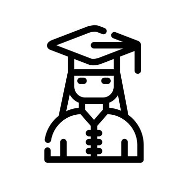 mezuniyet vektörü ince çizgi simgesi