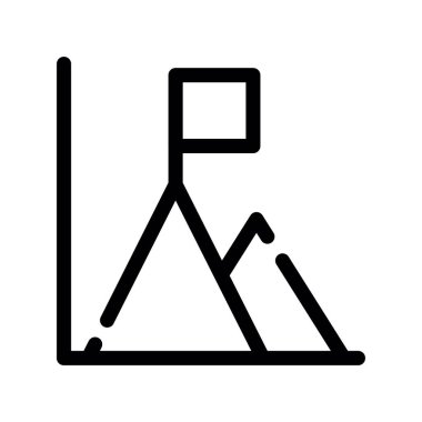 çadır kamp hattı ikon vektörü. çadır kampı işareti. izole edilmiş çizgi simgesi siyah illüstrasyon