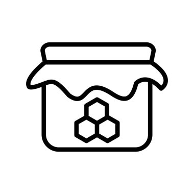bal kavanozu çizgisi ikon vektörü. Bal kavanozu işareti. izole edilmiş çizgi simgesi siyah illüstrasyon