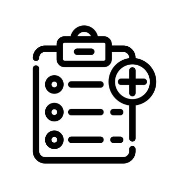 Tıbbi rapor ikon vektörü. İnce çizgi işareti. izole edilmiş sınır sembolü çizimi