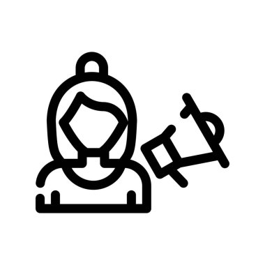 Elinde kupa tutan bir kadının vektör çizimi